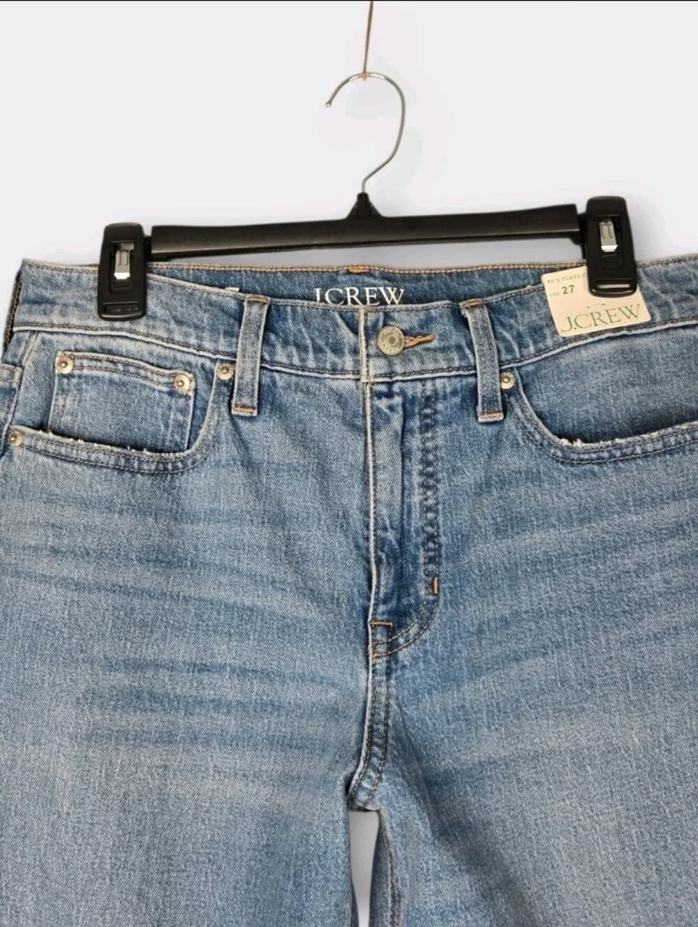 J. Crew 90s Classic Straight Leg High Rise Jean Slit Knee Womens Size 27 NEW